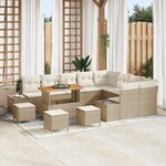 Set de canapés de jardin vidaXL 13 pièces avec coussins beige en poly rattan acacia