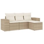 vidaXL Salon de jardin avec coussins 4 Pièces beige résine tressée