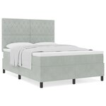 Lit à ressorts avec matelas vidaXL Gris clair 140x200 cm Velours