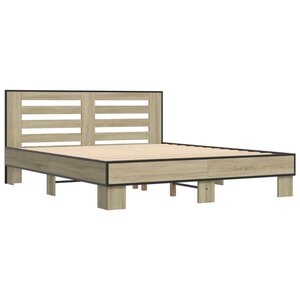 vidaXL Cadre de lit chêne sonoma 160x200 cm bois d'ingénierie et métal