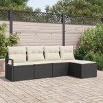 Ensemble de canapé de jardin 5 pièces avec coussins Noir Poly Rattan