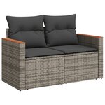 vidaXL Salon de jardin avec coussins 7 Pièces gris résine tressée
