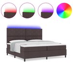 vidaXL Lit à Sommier avec Matelas & LED Marron 200x200 cm Tissu