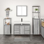 vidaXL Ensemble de meubles de salle de bain 3 pièces en bois d'ingénierie gris sonoma