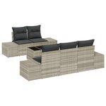 vidaXL Ensemble de canapé de jardin 6 pièces avec coussins gris clair en poly rattan