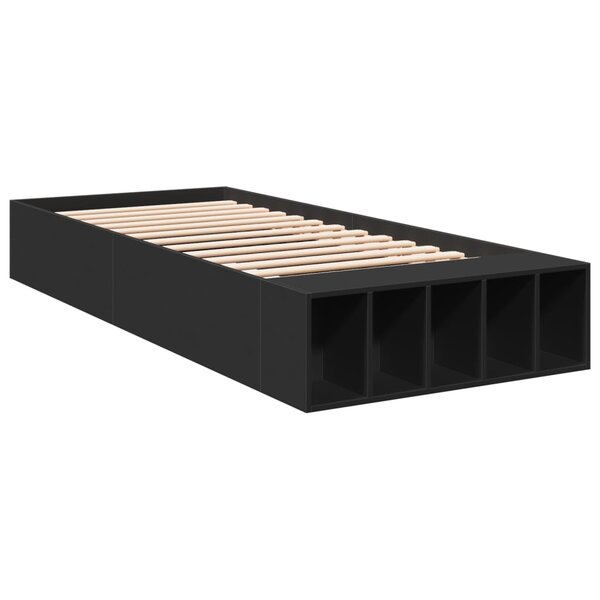 vidaXL Cadre de lit noir 90x200 cm bois d'ingénierie
