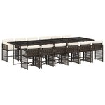 vidaXL Ensemble à manger de jardin avec coussins 13 Pièces marron rotin