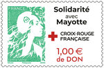 Timbre - Solidarité avec Mayotte - Croix-Rouge française - Lettre verte