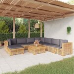 vidaXL Salon de jardin 9 Pièces avec coussins Bois de teck solide