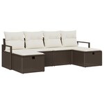 Ensemble de canapé de jardin vidaXL 6 pièces avec coussins Brun Poly Rotin