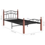 vidaXL Cadre de lit sans matelas noir métal bois chêne massif 90x200cm