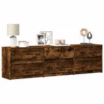 vidaXL Meuble TV avec LED chêne fumé 180x34x50 cm bois d'ingénierie