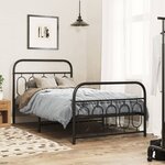 vidaXL Cadre de lit métal sans matelas avec pied de lit noir 107x203cm