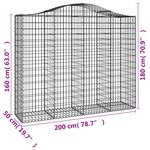 vidaXL Paniers à gabions arqués 5 Pièces 200x50x160/180 cm Fer galvanisé