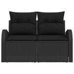 vidaXL Canapé de jardin 2 places avec rangement & coussins noirs en poly rotin