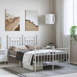 vidaXL Cadre de lit métal sans matelas et pied de lit blanc 135x190 cm