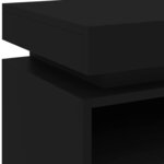 vidaXL Armoire de chevet avec lumières LED noir 40x39x48 5 cm