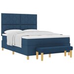 vidaXL Lit Box Spring avec Matelas et Banc Bleu 140x200 cm Tissu