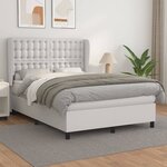 vidaXL Sommier à lattes de lit avec matelas Blanc 140x200cm Similicuir