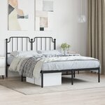 vidaXL Cadre de lit métal avec tête de lit noir 135x190 cm