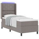 vidaXL Lit Box Spring avec Matelas & LED Taupe 90x190 cm Tissu