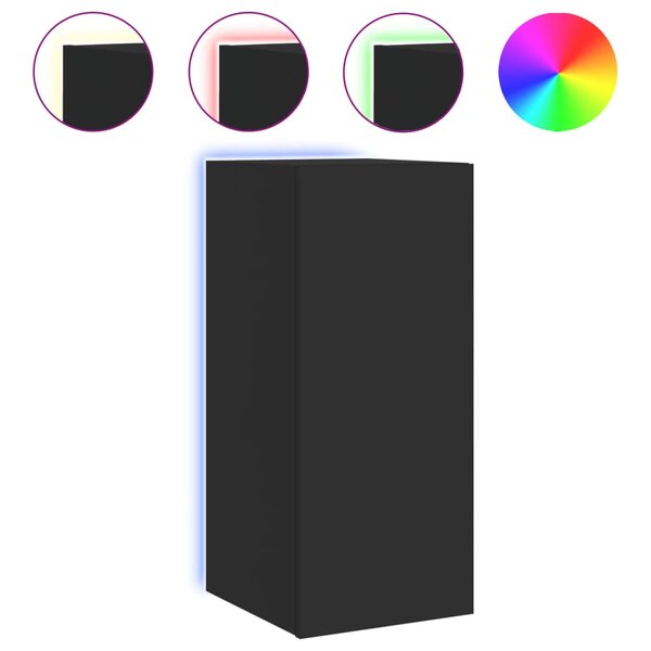 vidaXL Meuble TV mural avec lumières LED noir 30 5x35x70 cm