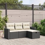 vidaXL Salon de jardin 4 Pièces avec coussins noir résine tressée