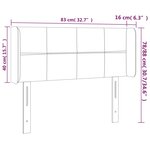 vidaXL Tête de lit avec oreilles Gris foncé 83x16x78/88 cm Velours