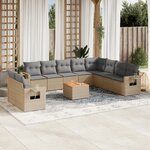 vidaXL Salon de jardin 11 Pièces avec coussins beige résine tressée