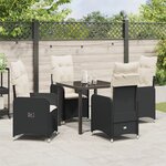 vidaXL Set de salle à manger de jardin 5 pièces avec coussins Noir Rotin Poly