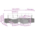 vidaXL Ensemble de Canapé de Jardin 7 Pièces avec Coussins Noir Poly Rotin