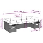 vidaXL Salon de jardin avec coussins 7 Pièces gris clair résine tressée