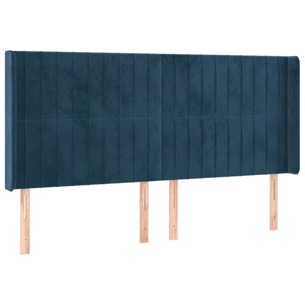 vidaXL Tête de lit avec oreilles Bleu foncé 203x16x118/128 cm Velours
