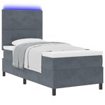Lit à ressorts vidaXL avec matelas et LED Gris foncé 90x200 cm Velours
