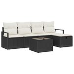 Set de Canapé de Jardin vidaXL 6 Pièces avec Coussins Noir en Poly Rattan
