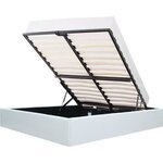 Lit coffre adulte 160 x 200 cm - Simili Blanc - Sommier inclus
