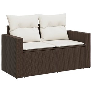 vidaXL Canapé de jardin avec coussins 2 places marron résine tressée
