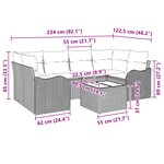 Canapé de Jardin 7 Pièces avec Coussins en Poly Rattan Noir