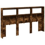 vidaXL Armoire tête de lit avec LED chêne fumé 180x17x102 cm