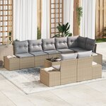 vidaXL Ensemble de canapés de jardin de 9 pièces avec coussins en poly rotin noir