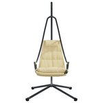 vidaXL Chaise Suspendue avec Support et Coussin Beige Acier