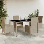 vidaXL Ensemble à manger de jardin avec coussins 5Pièces Beige poly rotin