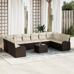 Ensemble de canapé de jardin 10 pièces avec coussins gris en polyrotin