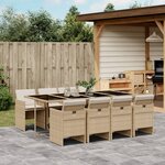 vidaXL Ensemble à manger de jardin et coussins 9 Pièces beige Poly rotin
