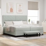 vidaXL Lit Box Spring avec Matelas & Banc Gris Clair 200x200 cm Velours