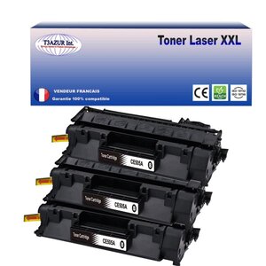 T3AZUR - Lot de 3 Toners compatibles avec Canon 719A pour Canon MF-5980DW  MF-6140DN  MF-6180DW Noir - 2 300p