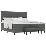 vidaXL Lit à ressort avec matelas et banc gris foncé 200x200 cm en tissu