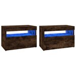 vidaXL Meubles TV 2 Pièces avec lumières LED Chêne fumé 60x35x40 cm