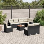vidaXL Salon de jardin 9 Pièces avec coussins noir résine tressée
