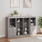 vidaXL Buffets avec lumières LED 3 Pièces sonoma gris bois d'ingénierie